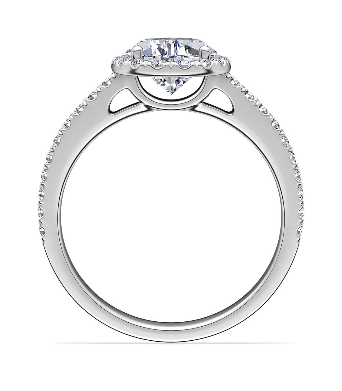 Pear Shaped Halo Diamond Engagement Ring in 14k White Gold